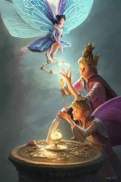 Image similar to legendary fairy prince wizard cast a spell, highly detailed, d & d, fantasy, highly detailed, digital painting, trending on artstation, concept art, sharp focus, illustration, global illumination, ray tracing, realistic shaded, art by artgerm and greg rutkowski and fuji choko and viktoria gavrilenko and hoang lap