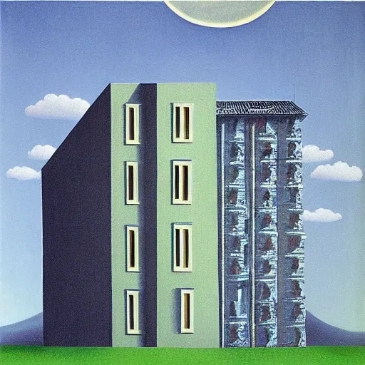 Image similar to synchronicity architecture illustration detailed surrealism rene magritte