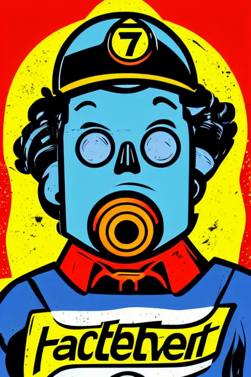 Image similar to fallout 7 6 retro futurist illustration art by butcher billy, sticker, colorful, illustration, highly detailed, simple, smooth and clean vector curves, no jagged lines, vector art, smooth andy warhol style