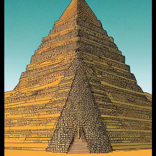 Image similar to pyramid ziggurat built around atop a gigantic turtle tortoise highly detailed concept art schematic golden hour Laurie Greasley