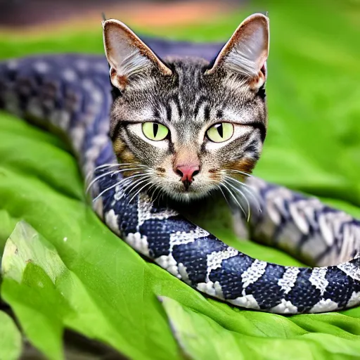 Image similar to a hybrid between a cat and a snake