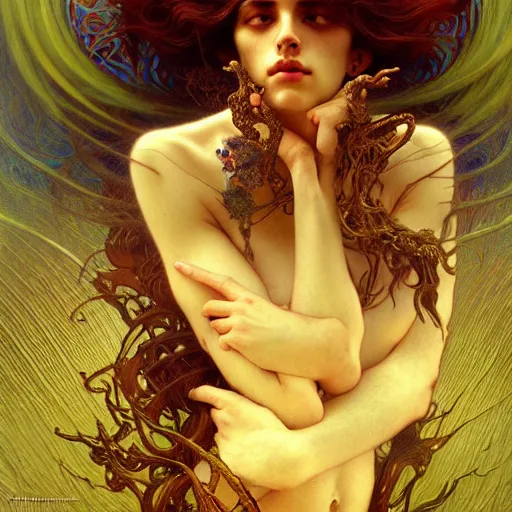 Prompt: unique non conventional beauty, surreal, fantasy, intricate, elegant, dramatic lighting, emotionally evoking symbolic metaphor, highly detailed, lifelike, photorealistic, digital painting, artstation, concept art, smooth, sharp focus, illustration, art by Artem Demura and Alphonse Mucha and Albert Aublet