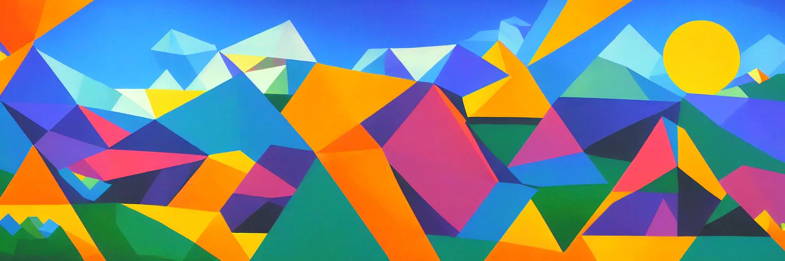 Image similar to landscape scenery, Mural, Hyperprism, Geometric, Polygonal