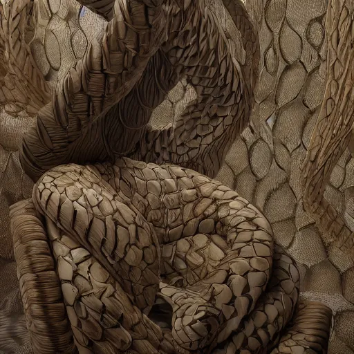 Prompt: a chair made out of snakes, trending on artstation, depth field, unreal engine, cinematic, hyper realism, high detail, octane cinema 4 d render, a 2 4 cinematography, 8 k