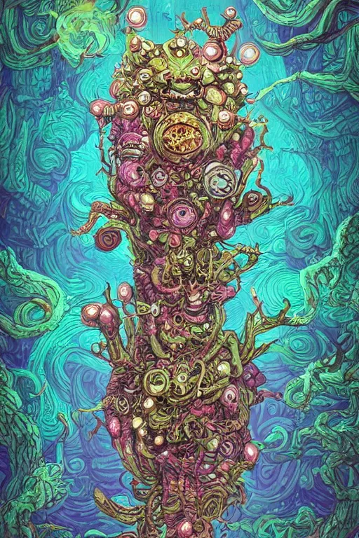 Image similar to creature sushi roots cactus elemental flush of force nature micro world fluo light deepdream a wild amazing steampunk baroque ancient alien creature, intricate detail, colorful digital painting that looks like it is from borderlands and by feng zhu and loish and laurie greasley, victo ngai, andreas rocha, john harris