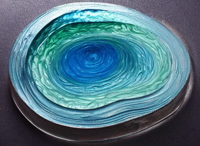 Image similar to an ocean wave transformed in resin and fossialized, colors, pale, highlights, artistic