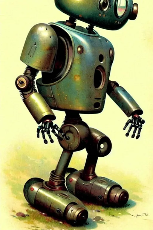 Prompt: antique childrens book ( ( ( ( ( 1 9 5 0 s robot, robert kinoshita, android. muted colors. ) ) ) ) ) by jean - baptiste monge, tom lovell!!!!!!!!!!!!!!!!!!!!!!!!!!!!!!
