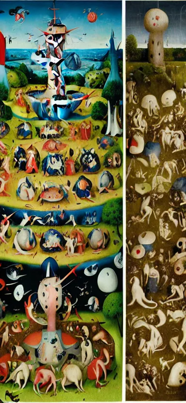 Prompt: garden of earthly delights by studio ghibli. digital painting. digital render. hieronymus bosch