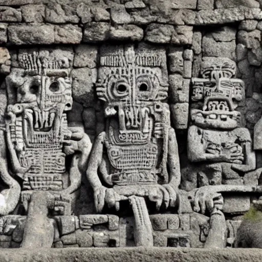 Prompt: the creatures that inhabit the ancient aztec ruins