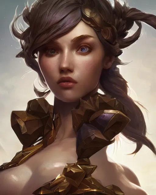 Image similar to league of legends portrait, au naturel, hyper detailed, digital art, trending in artstation, cinematic lighting, studio quality, smooth render, unreal engine 5 rendered, octane rendered, art style by klimt and nixeu and ian sprigger and wlop and krenz cushart.