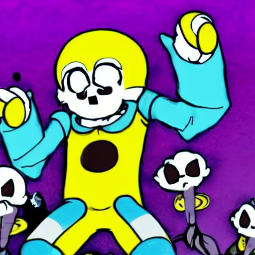 Prompt: the newly - found undertale character spromple sploop, third brother of sans undertale