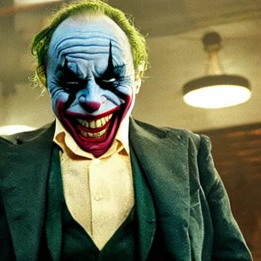 Prompt: Danny Devito as The Joker, still image from Batman movie
