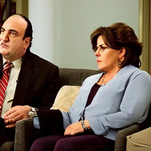 Image similar to dr. melfi and tony soprano in therapy