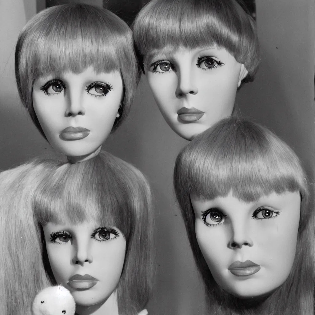 Image similar to 1 9 6 0 s mia farrow as an animatronic doll by margaret keane,