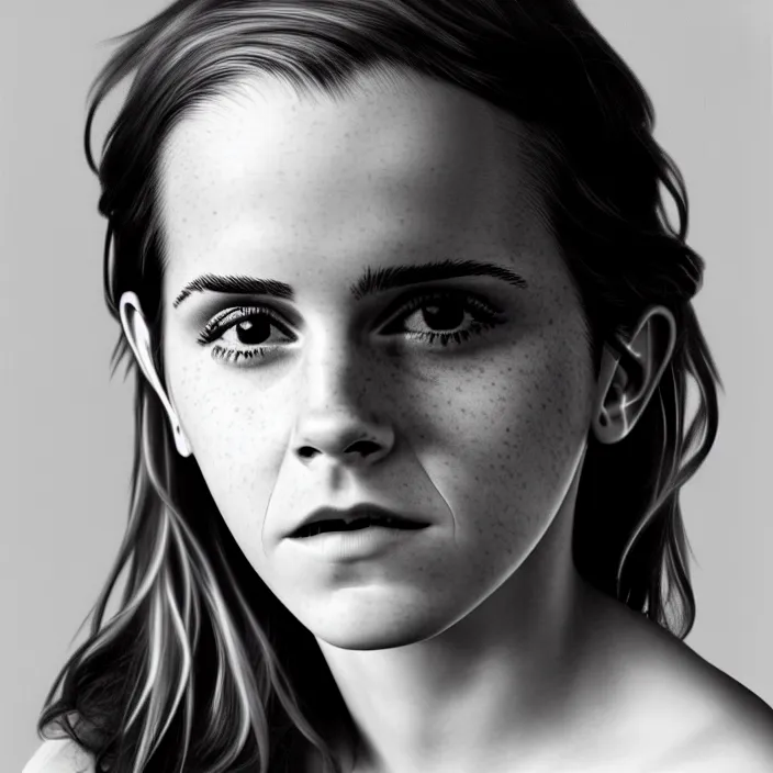 Prompt: emma watson's face looking to the left. portrait by martin schoeller. detailed, 4 k, morning hour.