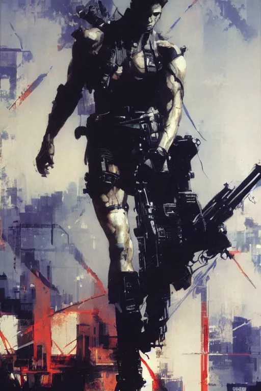 Prompt: synthwave, attractive male, painting by edwin longsden long, yoji shinkawa, craig mullins