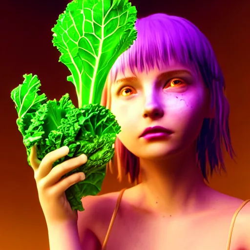 girl with cabbage head, acid colors render very cute Stable Diffusion