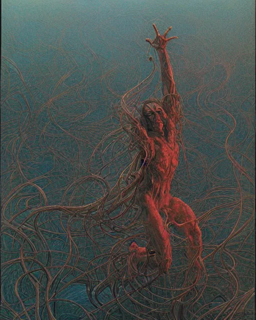 Image similar to conjuring!!! an image!!! from noise!!!, by donato giancola, zdzisław beksinski, and larry elmore, intricate, chaotic, hopefull, volumetric lighting