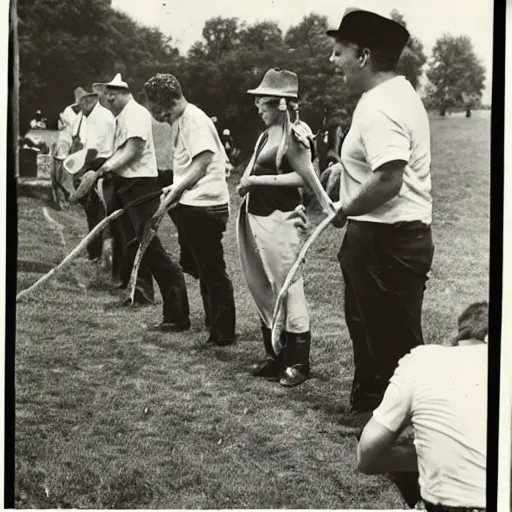 Image similar to cow pie eating contest, newspaper photograph