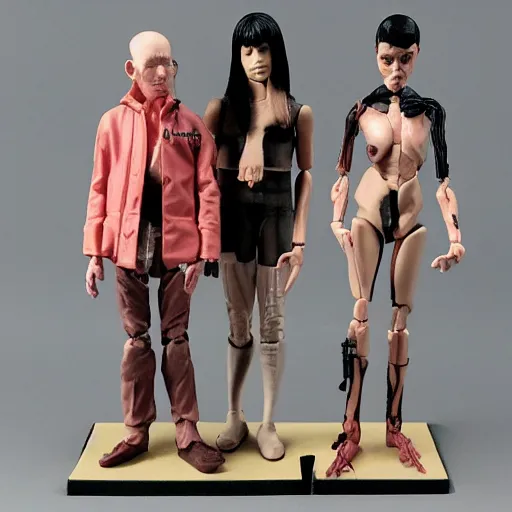 Prompt: throbbing gristle band action figures