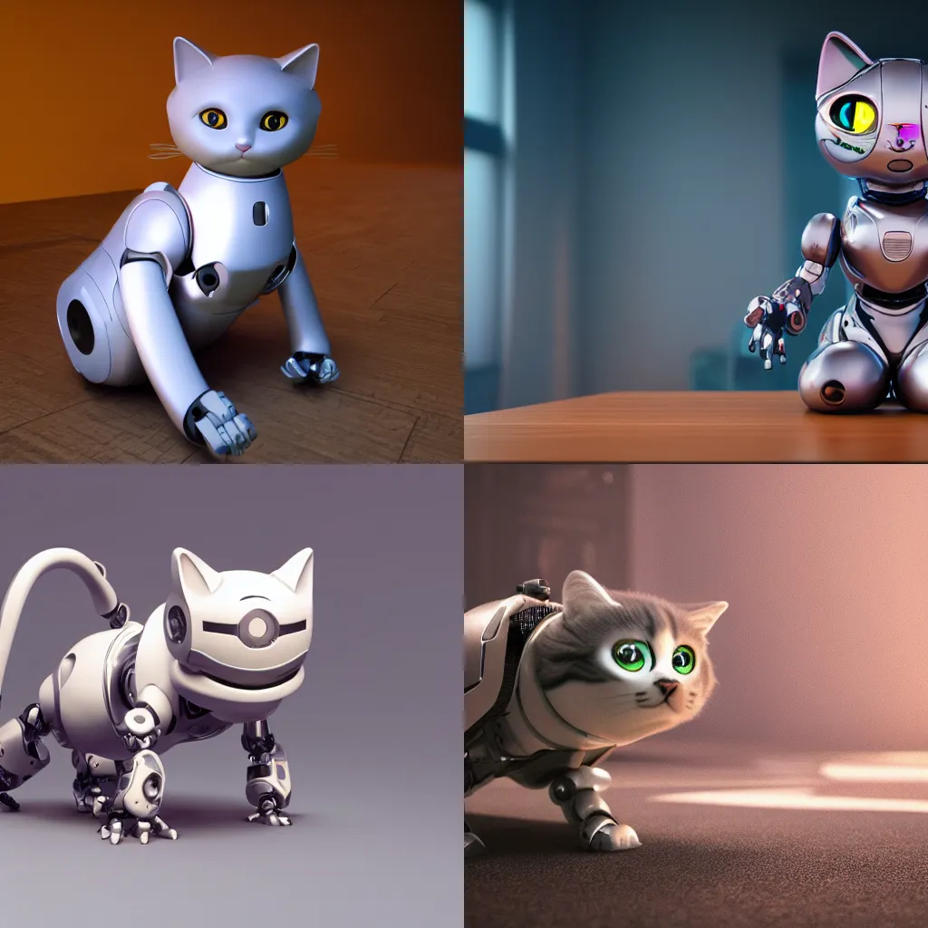 Prompt: Robotic Cat, trending on artstation, artstationHD, artstationHQ, unreal engine, 4k, 8k