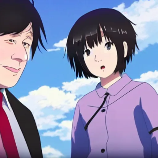 Image similar to Animation of Boris Johnson in Kimi No Na Wa, Your Name, Matoko Shinkai, beautiful, anime, colorful, animation, CoMix Wave Films