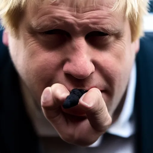 Image similar to medium shot photo of Boris Johnson smoking weed, 4k, ultra HD