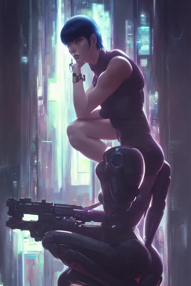 Image similar to Ghost in the shell, highly detailed, digital painting, artstation, concept art, smooth, sharp focus, illustration, RayTracing, art by artgerm and greg rutkowski and alphonse mucha