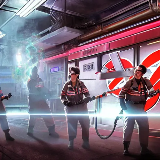 Prompt: ghostbusters on the ny subway, hyper detailed, dramatic lighting, cgsociety, realistic, hyper detailed, insane details, intricate, dramatic lighting, hypermaximalist, golden ratio, rule of thirds, octane render, weta digital, micro details, ultra wide angle, artstation trending, 8 k,