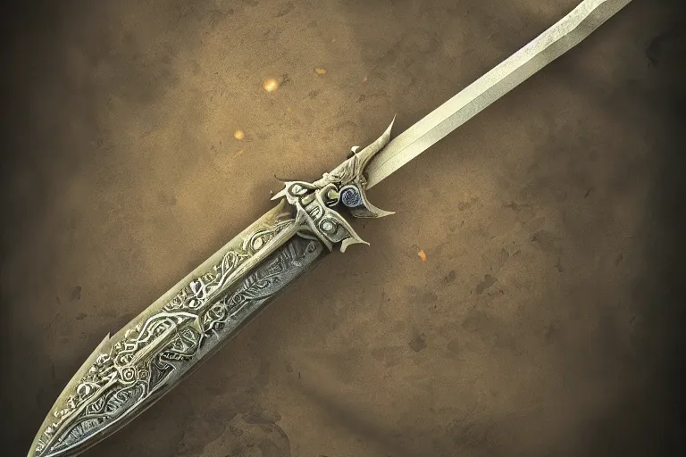 Image similar to magical artifact, sword, intricate, artstation, dramatic lighting