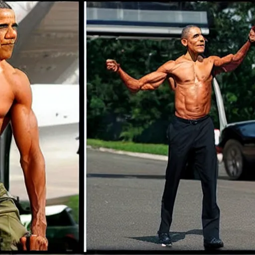 Prompt: muscular barrack obama ascends to godhood to defend the planet from aliens