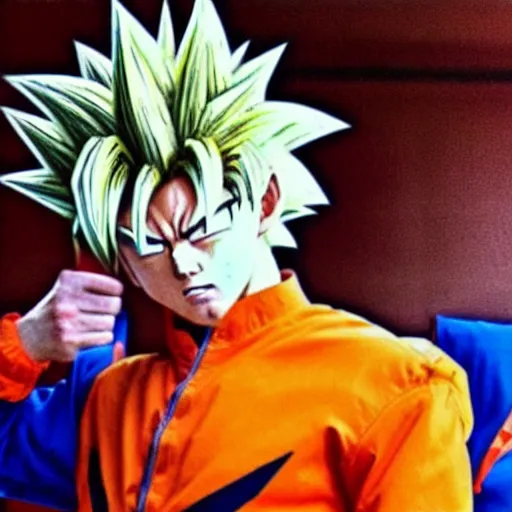 Prompt: a real life goku accidentally caught on camera in the 1 9 9 0 s