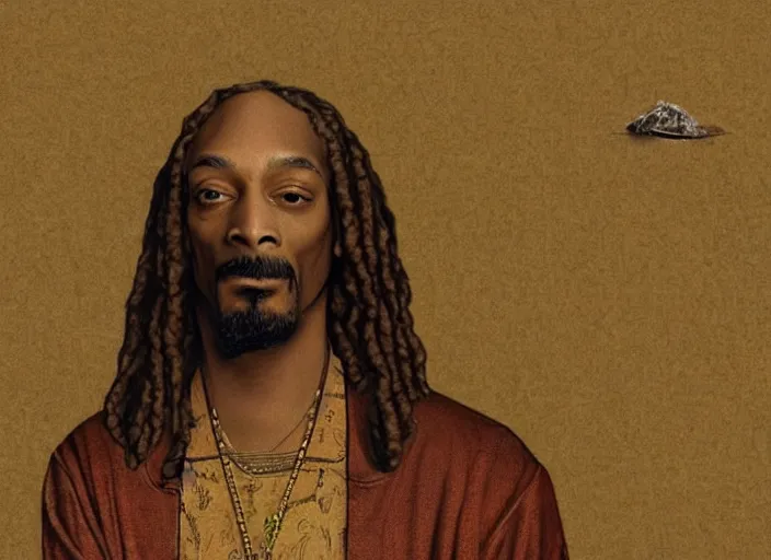 Prompt: a very high resolution image from a new movie, snoop dogg. drawn by leonardo da vinci. mountains, directed by wes anderson