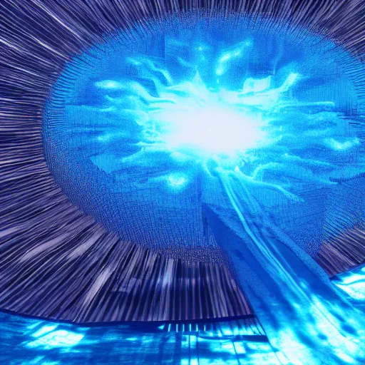 Prompt: a swirling vortex of blue plasma energy dramatic lighting, hdr, hyper realistic, octane, unreal, blender, raytracing, trending on artstation