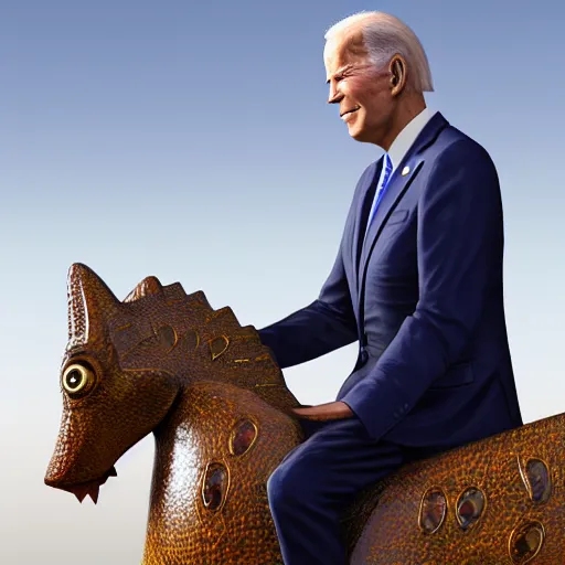 Prompt: president biden riding a fish, realistic, 8 k, ultra details, highly detailed face, sharp focus