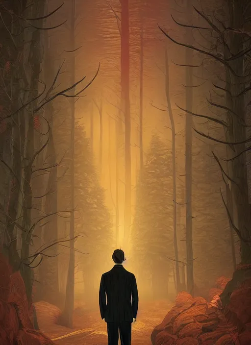 Prompt: Twin Peaks poster artwork by Michael Whelan and Tomer Hanuka, Karol Bak, Rendering of 'This really feels like an Edgar Allen Poe tale, translated through a cinematic lens', from scene from Twin Peaks, full of details, by Makoto Shinkai and thomas kinkade, Matte painting, trending on artstation and unreal engine