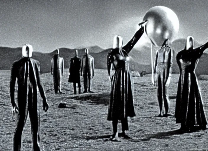 Prompt: scene from the 1 9 6 1 science fiction film the day the earth stood still