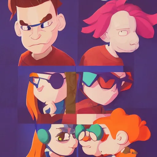 Image similar to face icon stylized minimalist rugrats, loftis, cory behance hd by jesper ejsing, by rhads, makoto shinkai and lois van baarle, ilya kuvshinov, rossdraws global illumination