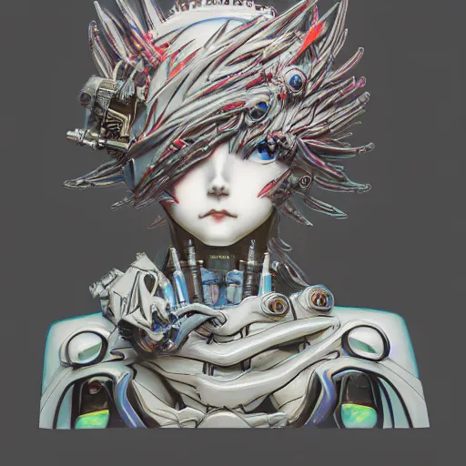 Prompt: prompt : cinematic 3 d render of persona soft light painted by takato yamamoto, mecha accessories and stickers, otaku gangasta, inspired by ghost in shell anime, smooth face feature, intricate oil painting, high detail, sharp high detail, manga and anime 1 9 8 0