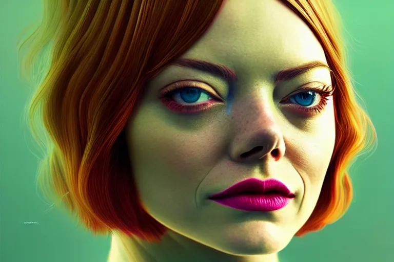 Prompt: surreal Portrait of Emma Stone in dmt chromatic surreal liquid enviroment , elegant, highly detailed, smooth, photoreal, sharp focus, illustration, beautiful, geometric, dmt trending on artstation, cinematic, artwork by WLOP