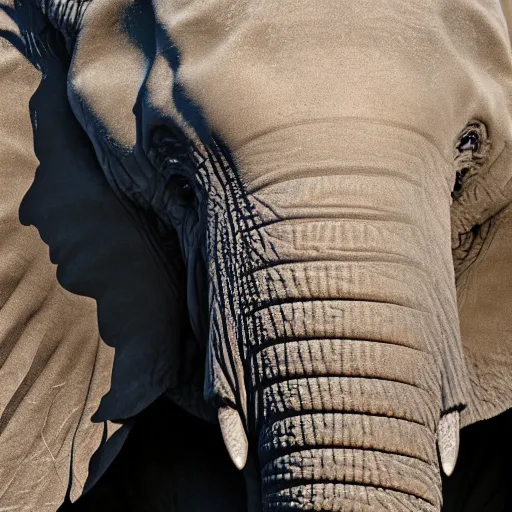 Prompt: a photo of an elephant with tiger fur, 8k,ultra realistic details, octane,