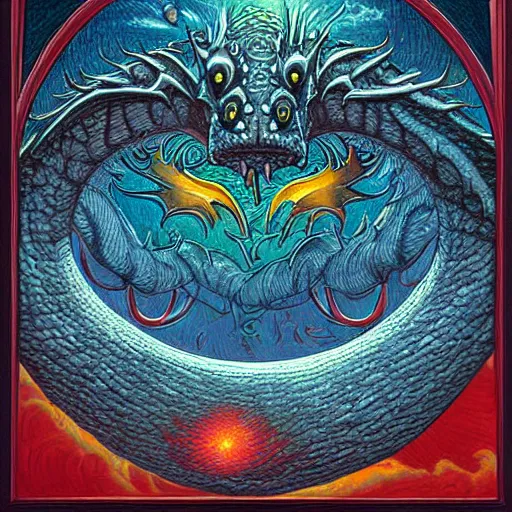 Prompt: dragon head illustration, art by David A Hardy