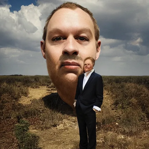 Prompt: a portrait of an elephant headed businessman with background scenery by juergen teller, iris van herpen