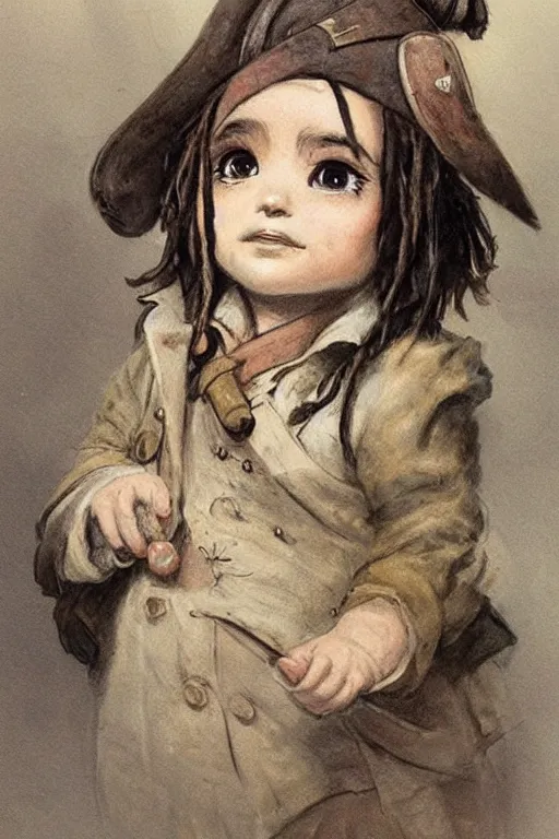 Image similar to ( ( ( ( ( 1 9 5 0 s chibi cute baby jack sparrow. muted colors. ) ) ) ) ) by jean - baptiste monge!!!!!!!!!!!!!!!!!!!!!!!!!!!