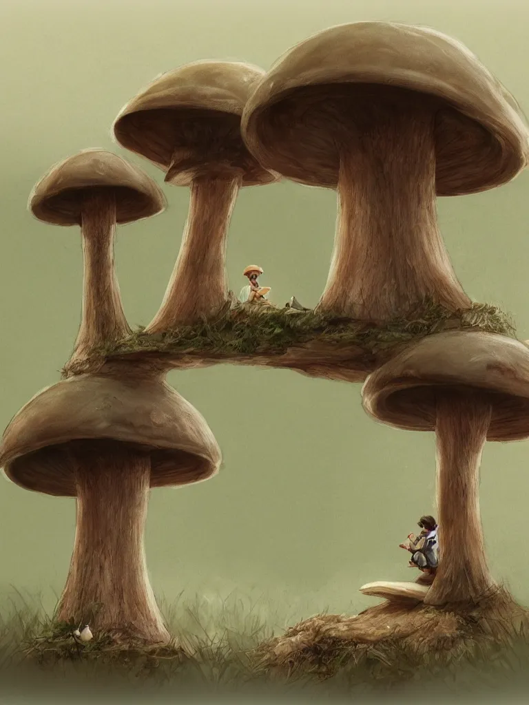 Image similar to sitting on a mushroom by disney concept artists, blunt borders, rule of thirds!