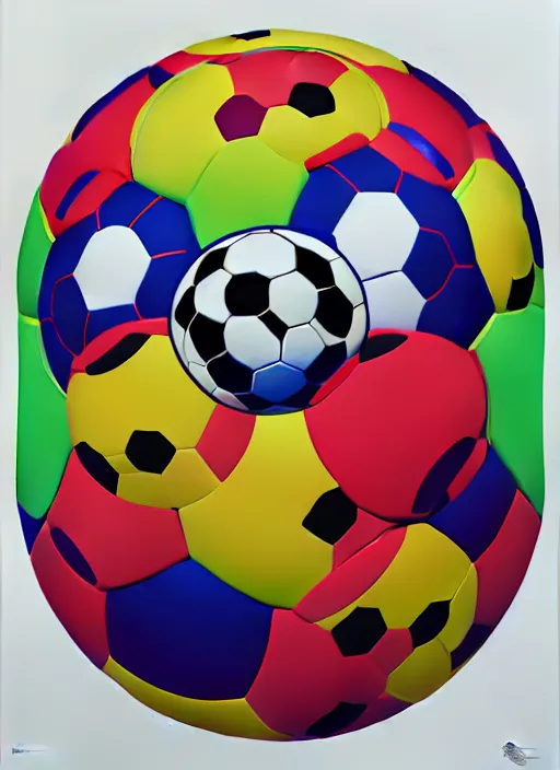 Prompt: soccer ball by shusei nagaoka, kaws, david rudnick, airbrush on canvas, pastell colours, cell shaded, 8 k