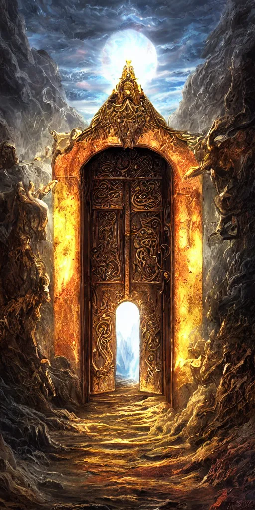 Prompt: The gate to the eternal kingdom of Zeus, fantasy, digital art, HD, detailed.