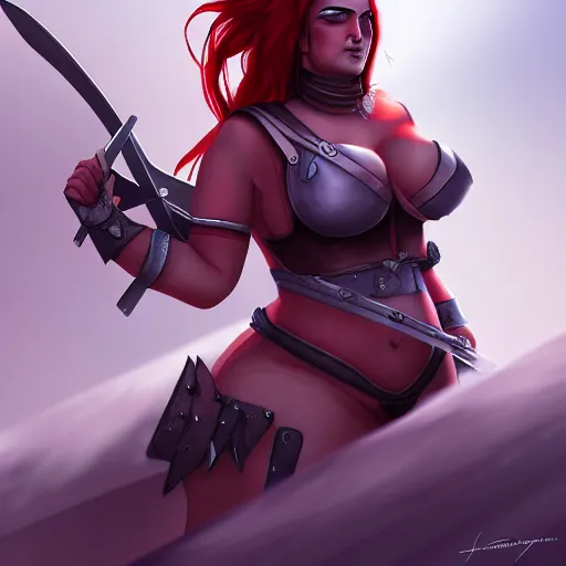 Image similar to curvy female warrior in the battlefield, digital art, digital painting, 4 k, hd, artstation, devian art