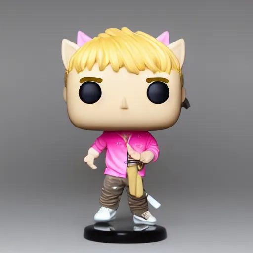 Image similar to blond catboy with pink shirt funko pop, funko pop