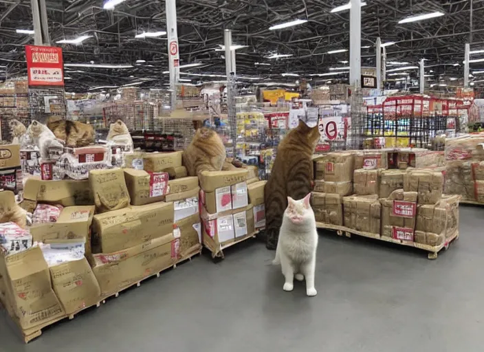 Image similar to a costco full of cats